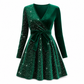 Roche femme moulante à sequins sexy avec col en V et ourlet asymétrique