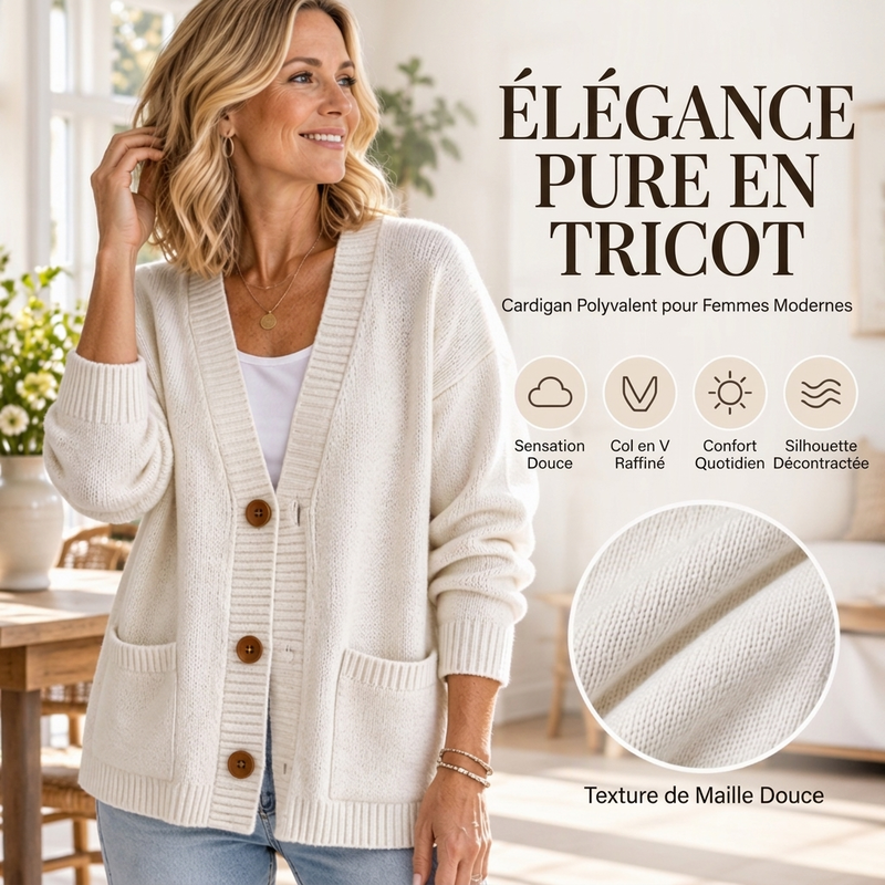 Cardigan en tricot ample à col en V pour femme