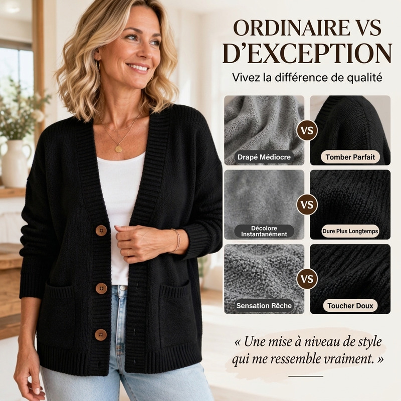 Cardigan en tricot ample à col en V pour femme