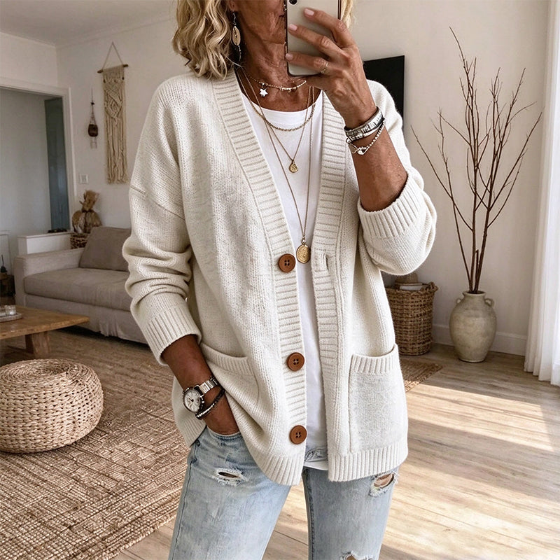 Cardigan en tricot ample à col en V pour femme