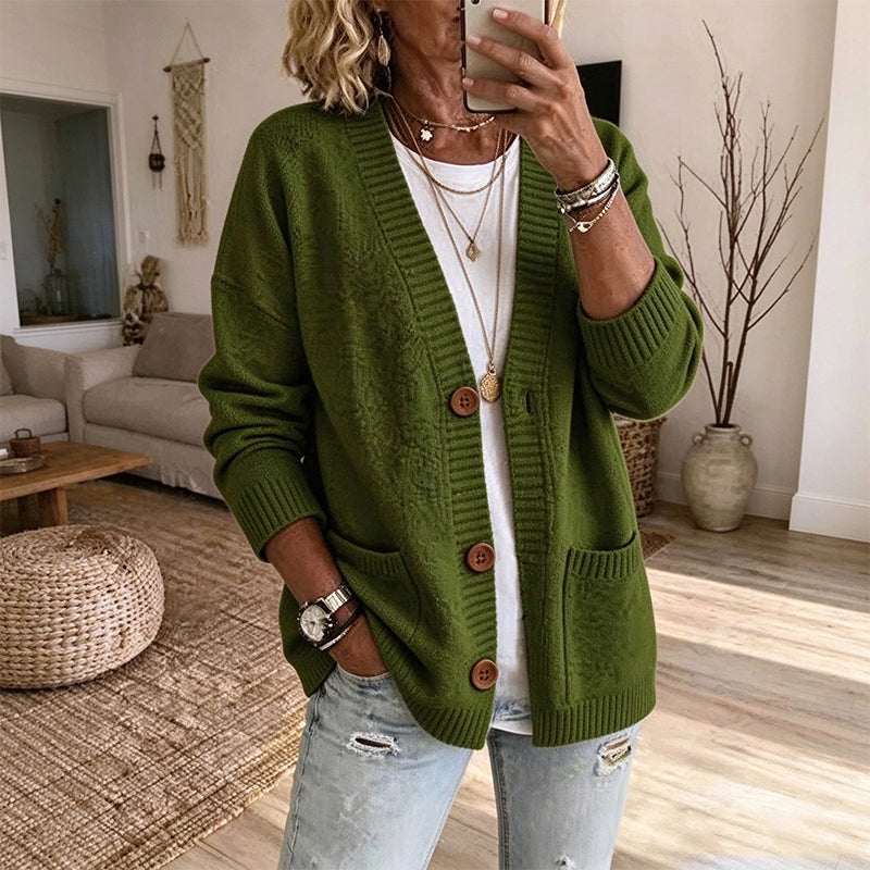 Cardigan en tricot ample à col en V pour femme