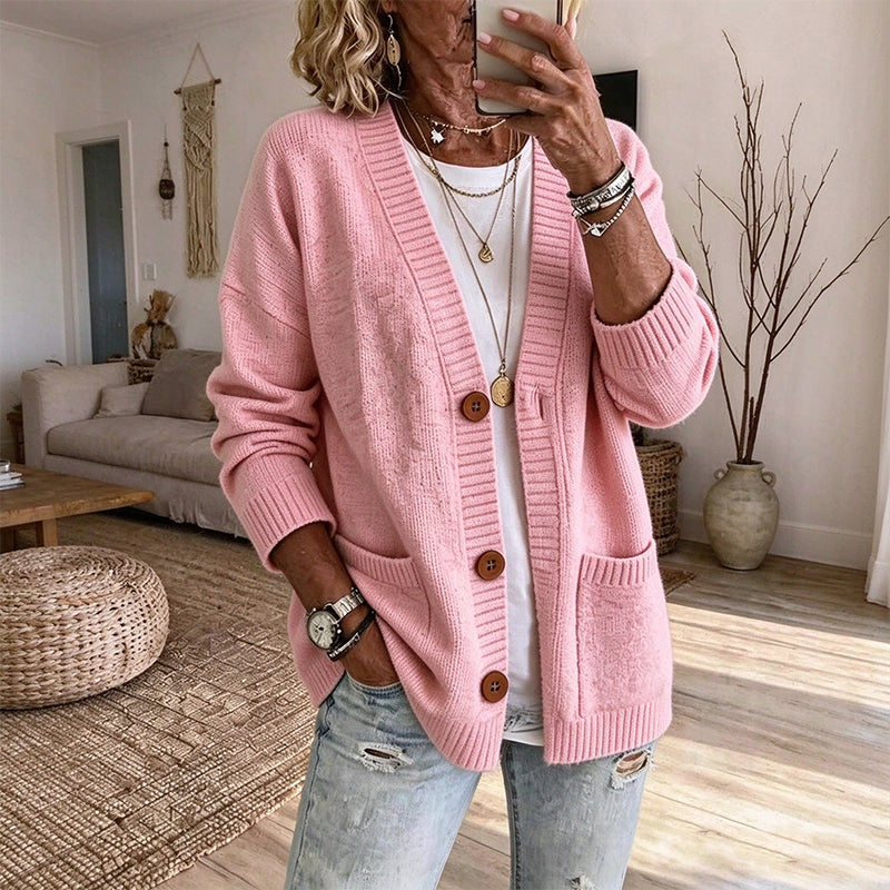 Cardigan en tricot ample à col en V pour femme