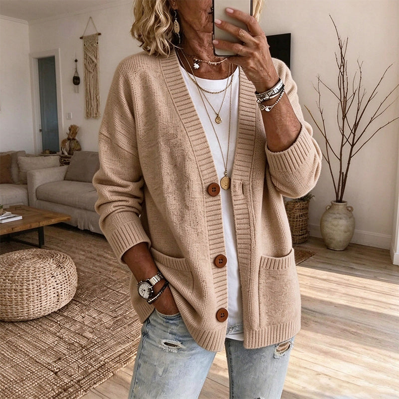 Cardigan en tricot ample à col en V pour femme