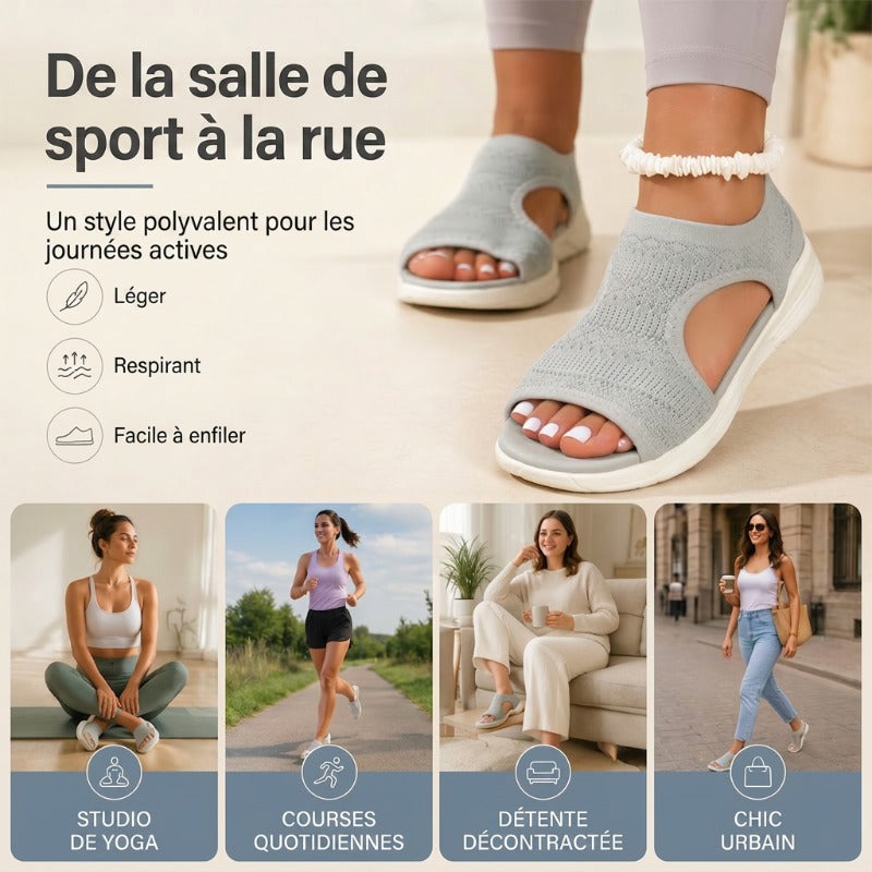 Sandales d'été confortables, respirantes, plates et à bout ouvert pour femmes