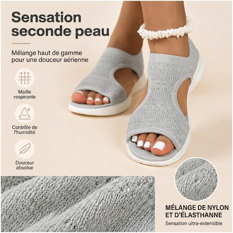 Sandales d'été confortables, respirantes, plates et à bout ouvert pour femmes