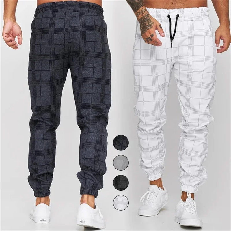 Pantalon décontracté à carreaux pour hommes