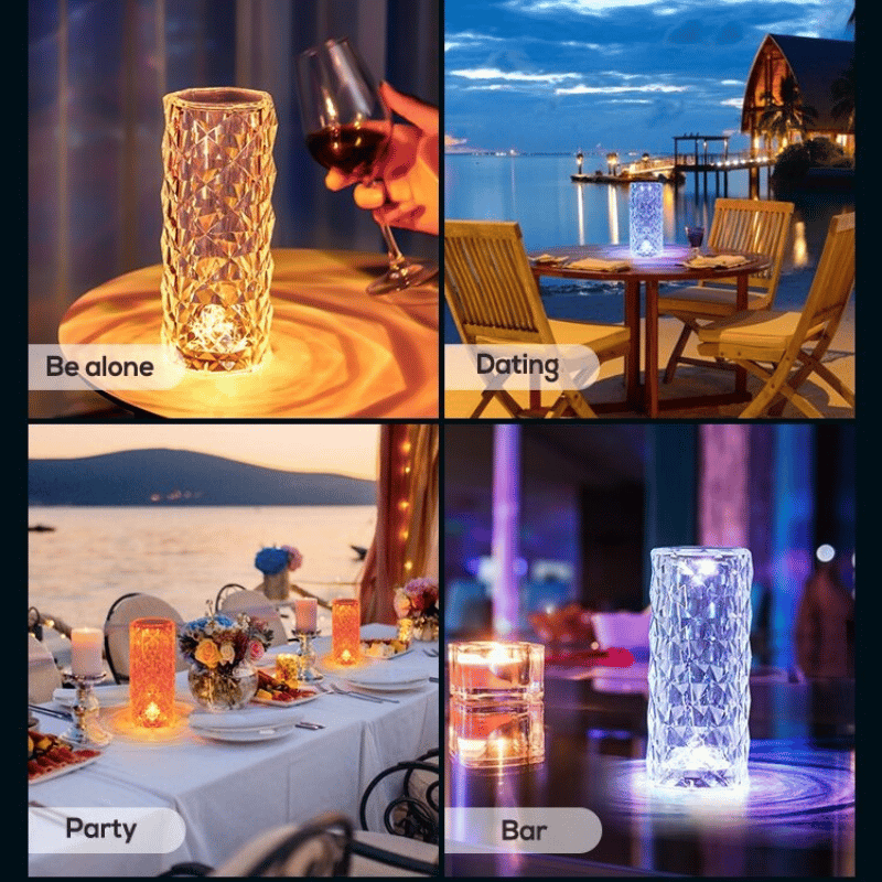 🔥Vente à chaud 49% de réduction🎁Lampe de table en cristal diamant à 16 couleurs de rayons de roses