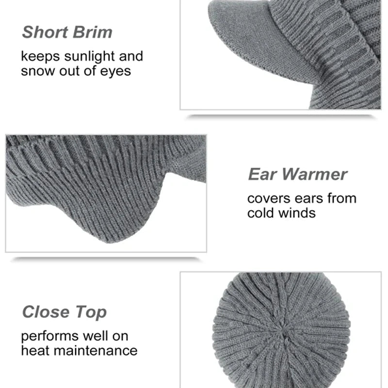 Chapeau tricoté de protection d'oreille élastique chaud☃️