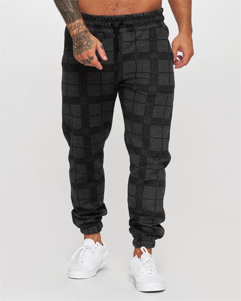 Pantalon décontracté à carreaux pour hommes