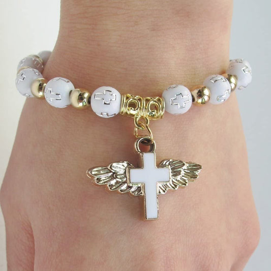 👼Bracelet Croix-Ailes d'Ange