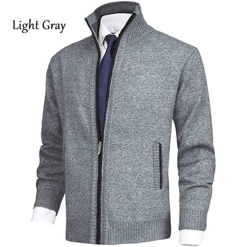 Veste de cardigan en tricot à col montant de couleur unie pour hommes