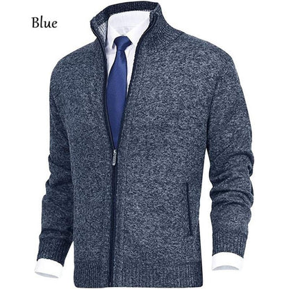 Veste de cardigan en tricot à col montant de couleur unie pour hommes