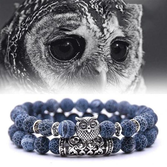 Hibou Charm Bracelet en pierre naturelle