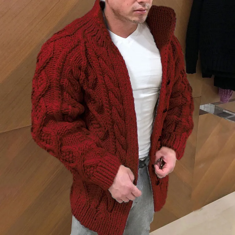 Men's Stand Collar Casual Knit Cardigan