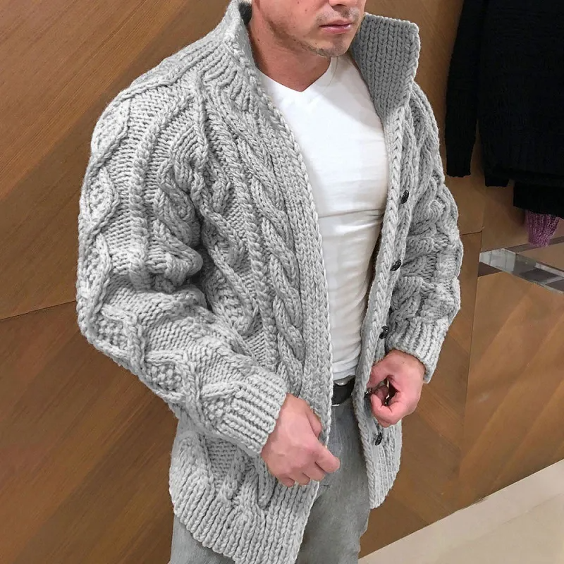 Men's Stand Collar Casual Knit Cardigan