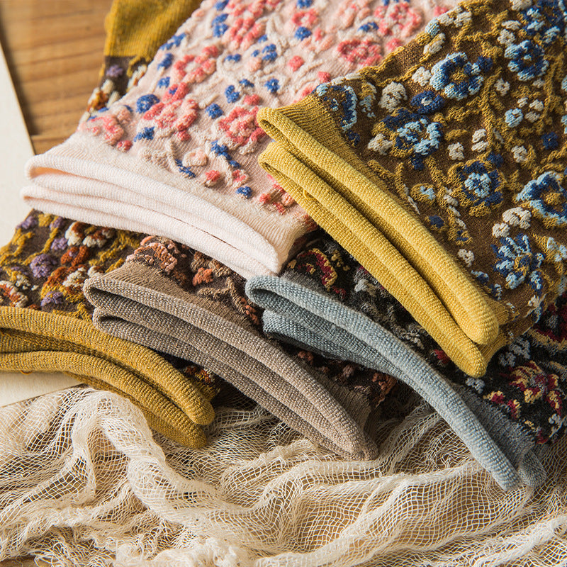 💕💕 Cette semaine, 48% de réduction - Achetez 1 obtenez 1 gratuitement🌼Dame Chaussettes en Coton Rétro
