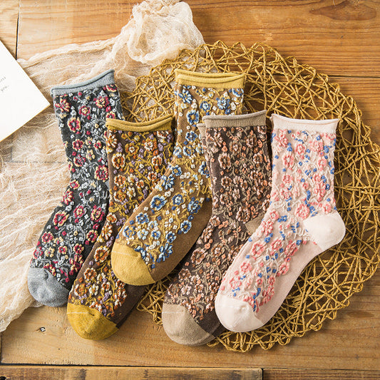 💕💕 Cette semaine, 48% de réduction - Achetez 1 obtenez 1 gratuitement🌼Dame Chaussettes en Coton Rétro