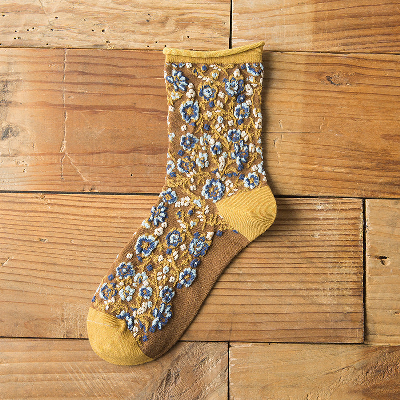 💕💕 Cette semaine, 48% de réduction - Achetez 1 obtenez 1 gratuitement🌼Dame Chaussettes en Coton Rétro