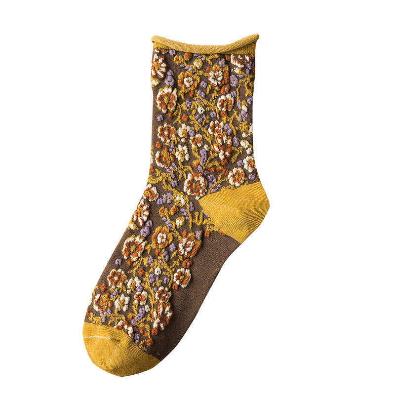 💕💕 Cette semaine, 48% de réduction - Achetez 1 obtenez 1 gratuitement🌼Dame Chaussettes en Coton Rétro