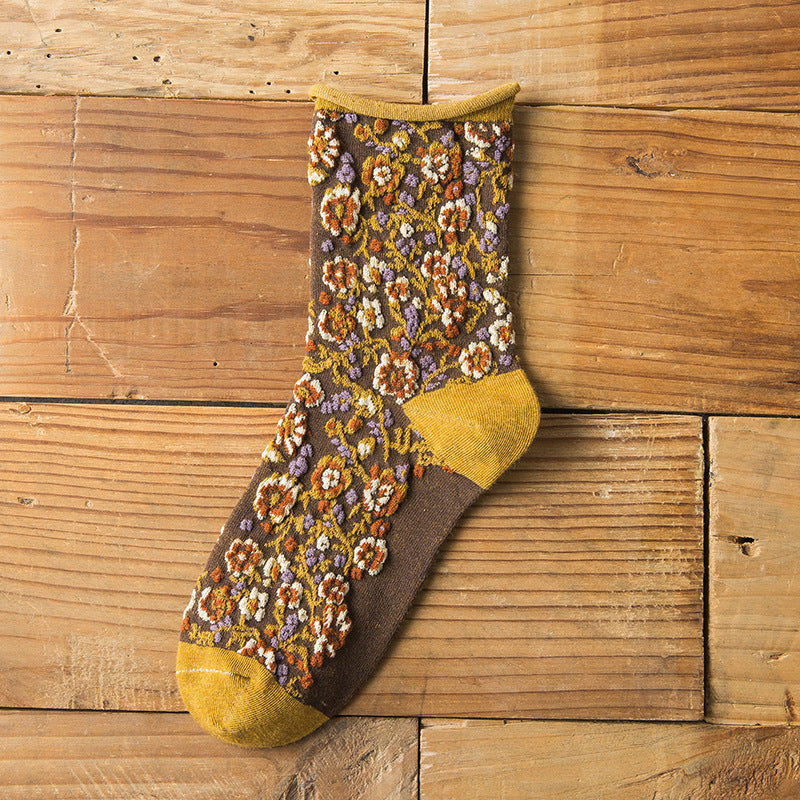 💕💕 Cette semaine, 48% de réduction - Achetez 1 obtenez 1 gratuitement🌼Dame Chaussettes en Coton Rétro