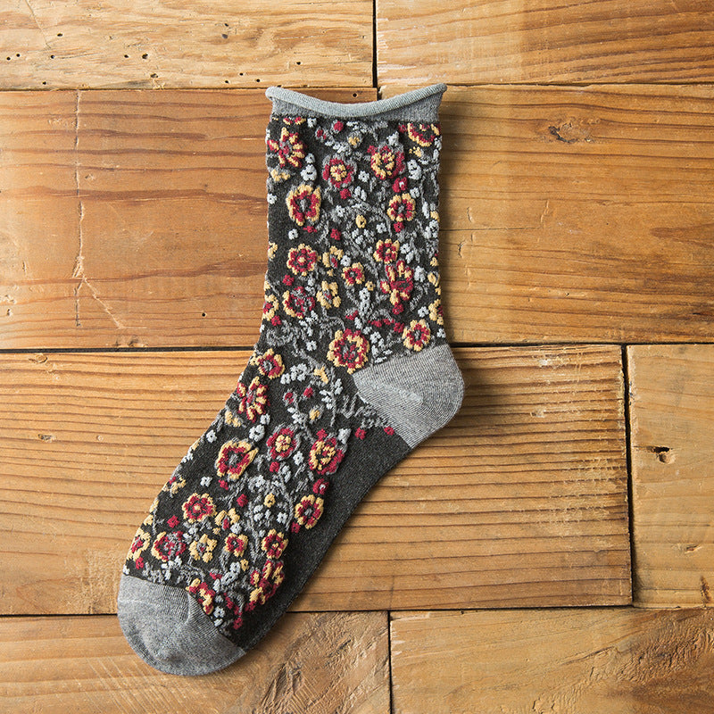 💕💕 Cette semaine, 48% de réduction - Achetez 1 obtenez 1 gratuitement🌼Dame Chaussettes en Coton Rétro