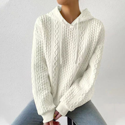 Sweat à capuche en jacquard à épaules tombantes pour femmes
