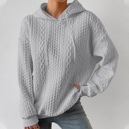 Sweat à capuche en jacquard à épaules tombantes pour femmes