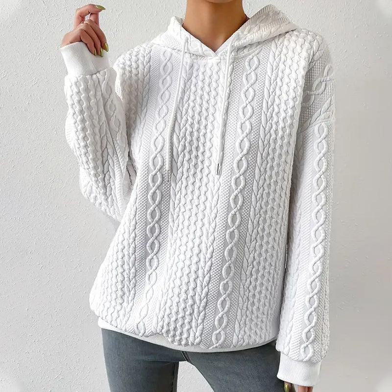 Sweat à capuche en jacquard à épaules tombantes pour femmes