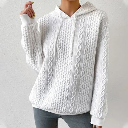 Sweat à capuche en jacquard à épaules tombantes pour femmes